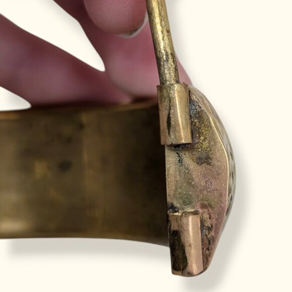 V. Purple Brass & Bone Locking Hinge Bracelet - Picture 4 of 8